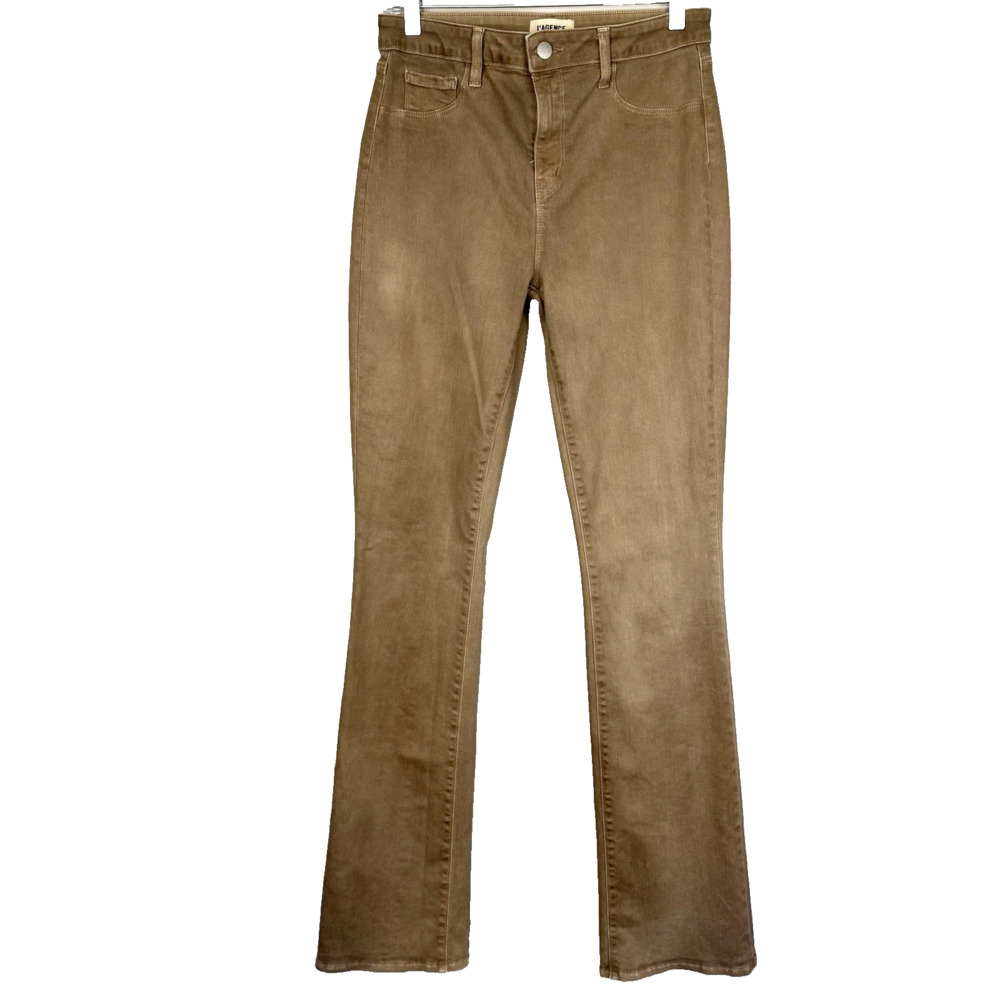 L'AGENCE Selma High Rise Baby Bootcut Jeans Size 29 Tan Rye Coated Stretch USA